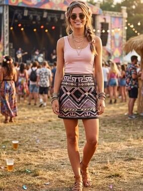 Bellisimas Aztec Sequins Mini Skirt